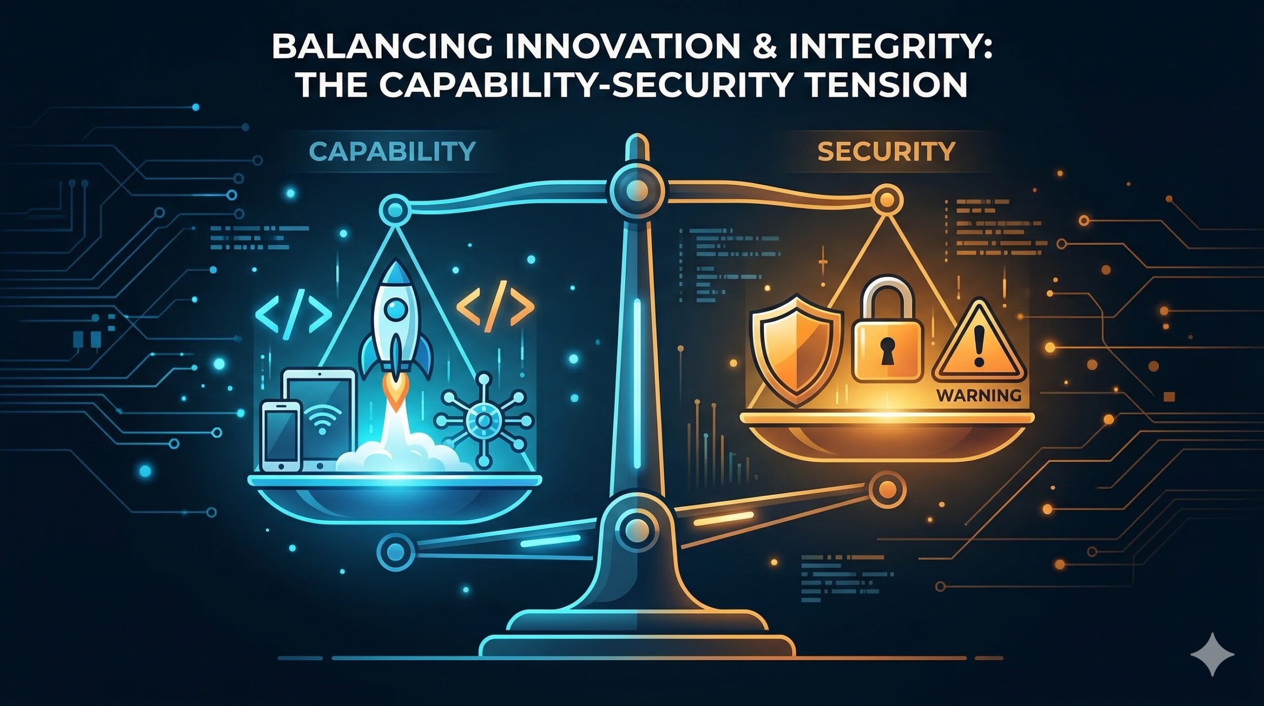 Illustration showing the balance between agent capability and security risk